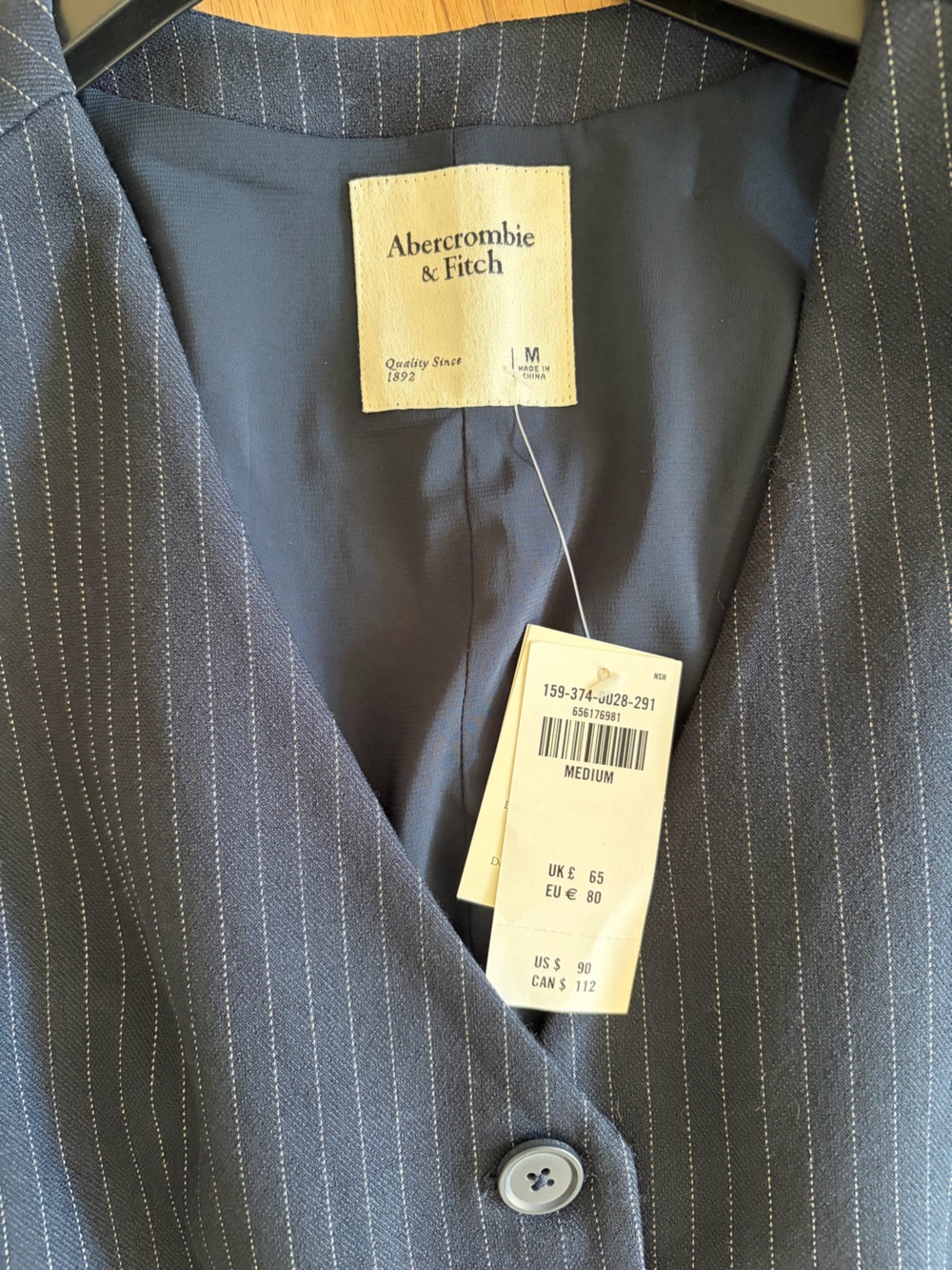 Abercrombie & Fitch Navy Pinstripe Button-Front Dress - Picture 4 of 4